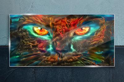 Schilderij op glas De ogen van de mysterieuze kat