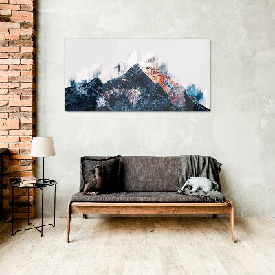 Schilderij op glas Bergpanorama in abstracte vorm