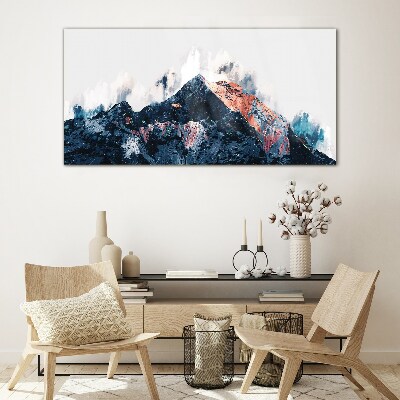 Schilderij op glas Bergpanorama in abstracte vorm