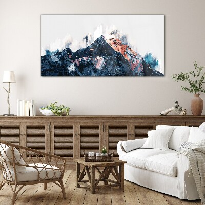 Schilderij op glas Bergpanorama in abstracte vorm