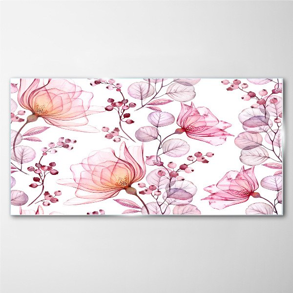 Schilderij op glas Een bloemendans in pasteltinten