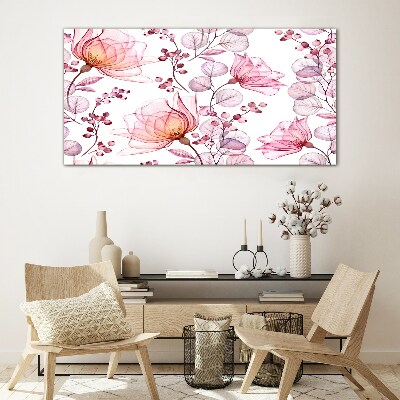 Schilderij op glas Een bloemendans in pasteltinten