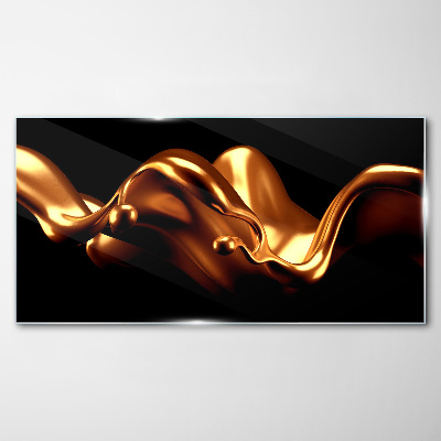 Foto op glas Gouden golven op een zwarte achtergrond