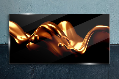 Foto op glas Gouden golven op een zwarte achtergrond