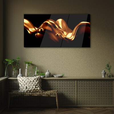 Foto op glas Gouden golven op een zwarte achtergrond