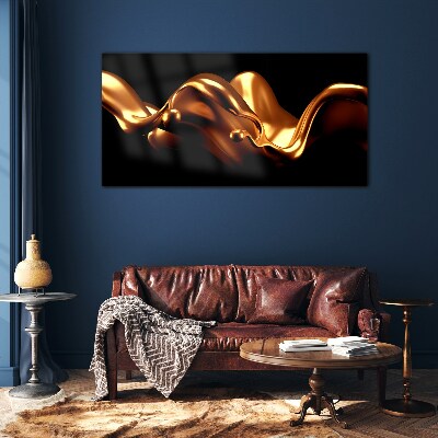 Foto op glas Gouden golven op een zwarte achtergrond