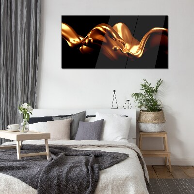 Foto op glas Gouden golven op een zwarte achtergrond