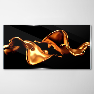 Glas foto Gouden golven van vloeiende substantie