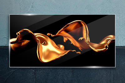 Glas foto Gouden golven van vloeiende substantie