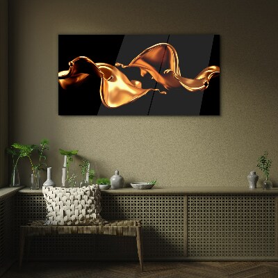 Glas foto Gouden golven van vloeiende substantie