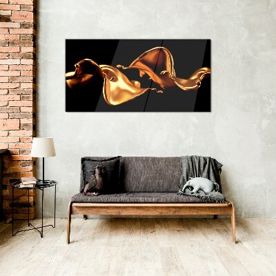 Glas foto Gouden golven van vloeiende substantie