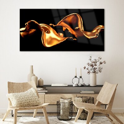 Glas foto Gouden golven van vloeiende substantie