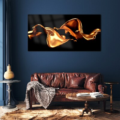 Glas foto Gouden golven van vloeiende substantie