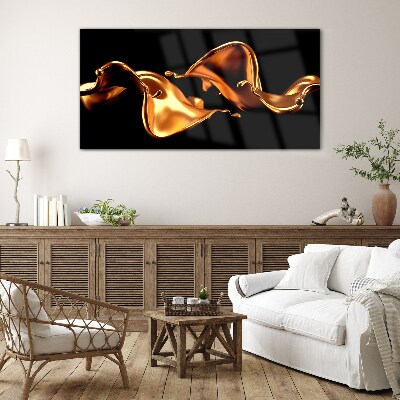 Glas foto Gouden golven van vloeiende substantie