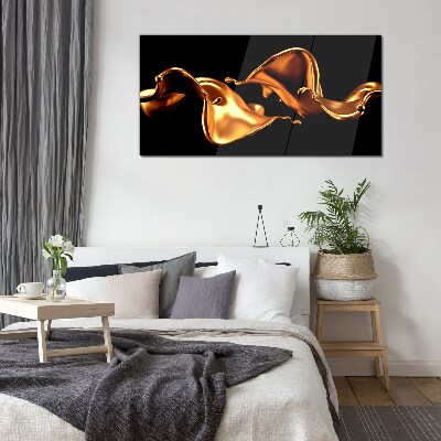 Glas foto Gouden golven van vloeiende substantie