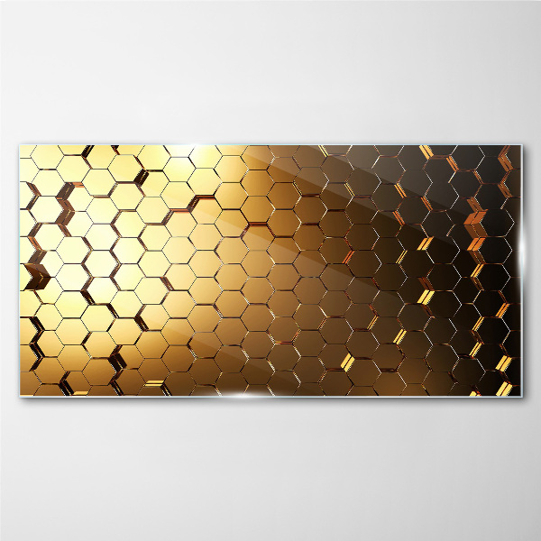 Schilderij op glas Gouden zeshoeken in het licht