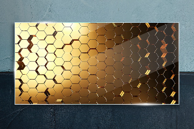 Schilderij op glas Gouden zeshoeken in het licht