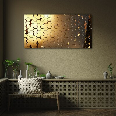 Schilderij op glas Gouden zeshoeken in het licht