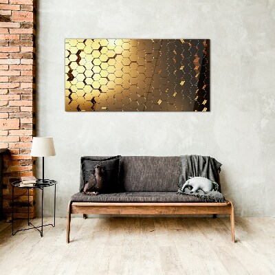 Schilderij op glas Gouden zeshoeken in het licht