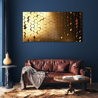 Schilderij op glas Gouden zeshoeken in het licht