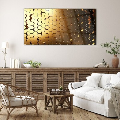 Schilderij op glas Gouden zeshoeken in het licht