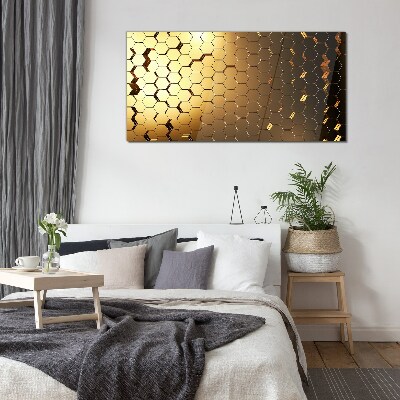 Schilderij op glas Gouden zeshoeken in het licht