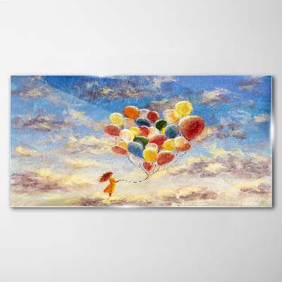 Schilderij op glas Dromen in de wolken