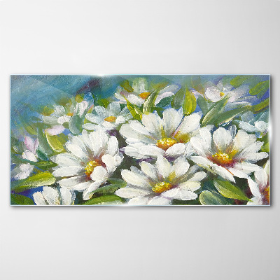 Foto op glas Bloemencharme in blauw