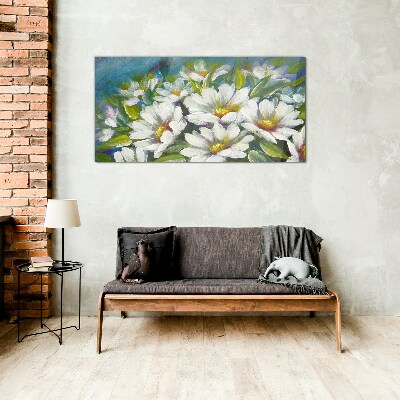 Foto op glas Bloemencharme in blauw