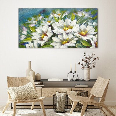 Foto op glas Bloemencharme in blauw