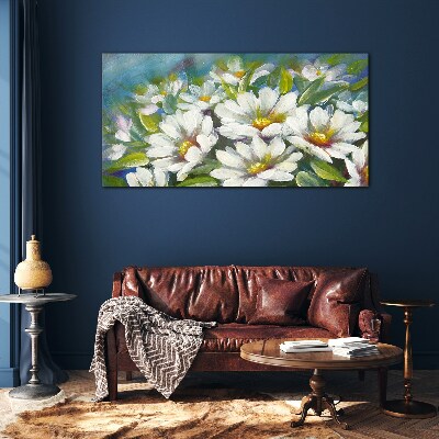 Foto op glas Bloemencharme in blauw