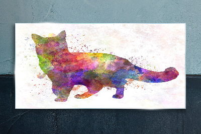 Glas foto Kleurrijke kat in aquarelstijl
