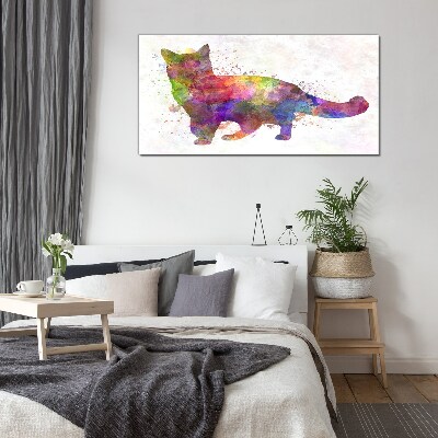 Glas foto Kleurrijke kat in aquarelstijl