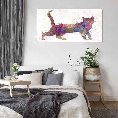 Schilderij op glas Kleurrijke kattenschaduw