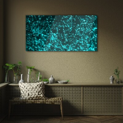 Schilderij op glas Digitaal netwerk in tinten blauw