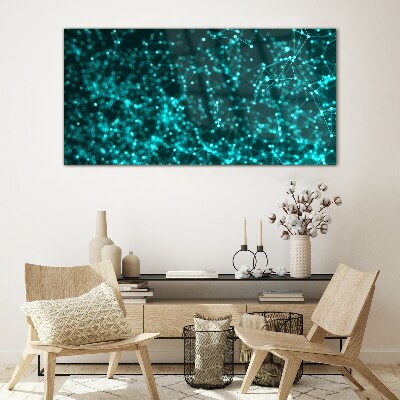 Schilderij op glas Digitaal netwerk in tinten blauw