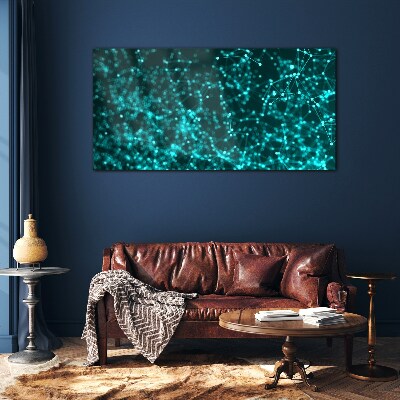 Schilderij op glas Digitaal netwerk in tinten blauw