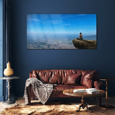 Foto op glas Meditatie op de bergtop