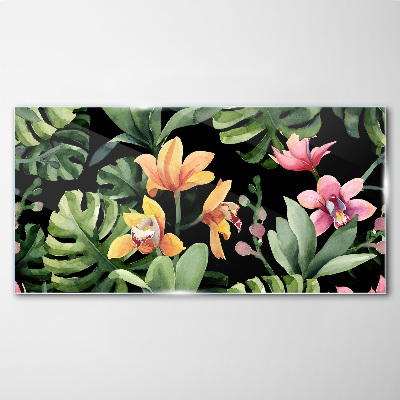 Glas foto Tropische tuin in aquarel