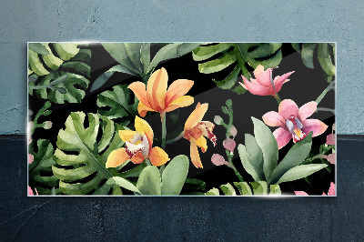 Glas foto Tropische tuin in aquarel