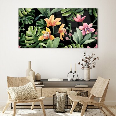 Glas foto Tropische tuin in aquarel