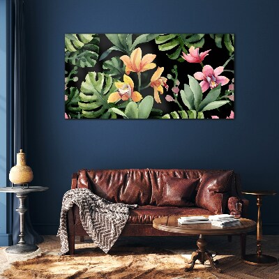 Glas foto Tropische tuin in aquarel