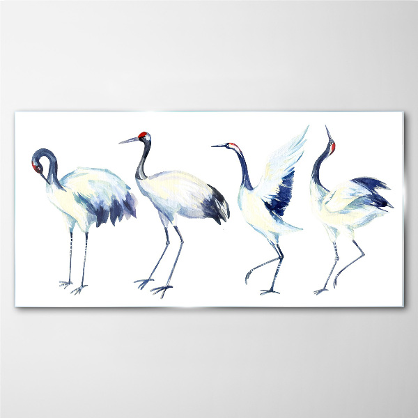 Schilderij op glas Dansende kraanvogels in aquarel