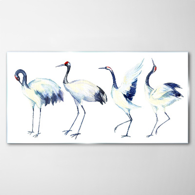 Schilderij op glas Dansende kraanvogels in aquarel