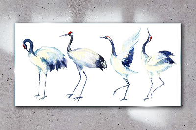 Schilderij op glas Dansende kraanvogels in aquarel