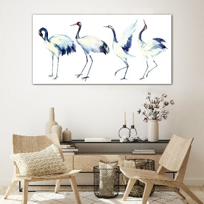 Schilderij op glas Dansende kraanvogels in aquarel