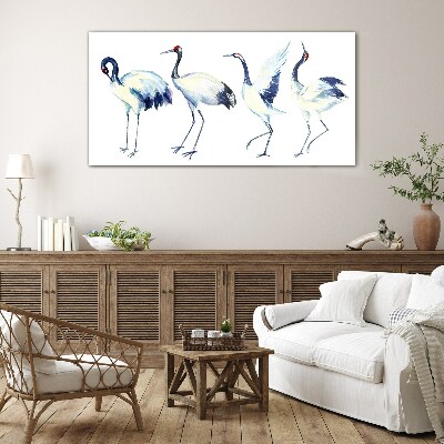 Schilderij op glas Dansende kraanvogels in aquarel