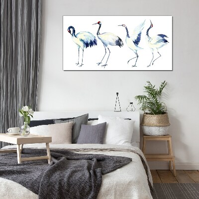 Schilderij op glas Dansende kraanvogels in aquarel