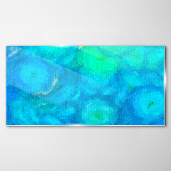 Schilderij op glas Turquoise cirkels in blauw