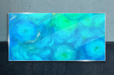 Schilderij op glas Turquoise cirkels in blauw